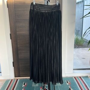 Black Maxi Skirt - Vegan Leather Look Waist